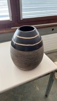 Vase black beige striped unique shape good condition