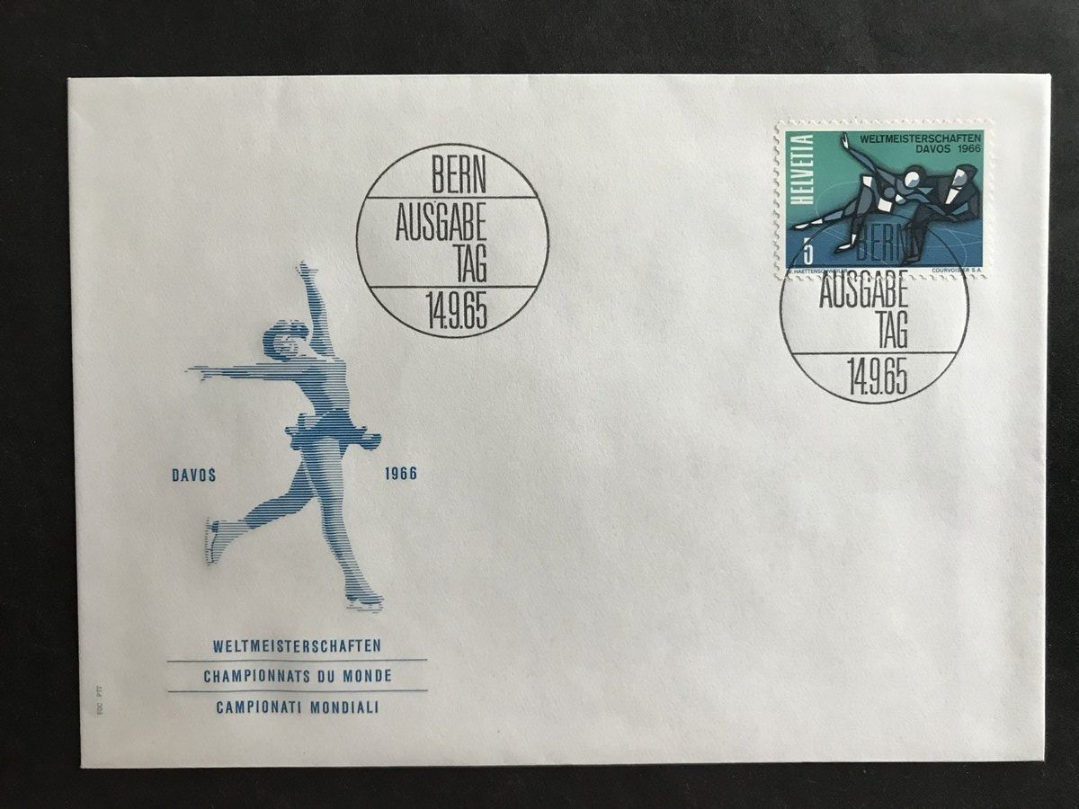 Tutti i francobolli: Zst 438 EISKUNSTLAUF WM 1965, FDC 14.9.65 – Usato da Uitikon Waldegg venduto da Gooddeal05