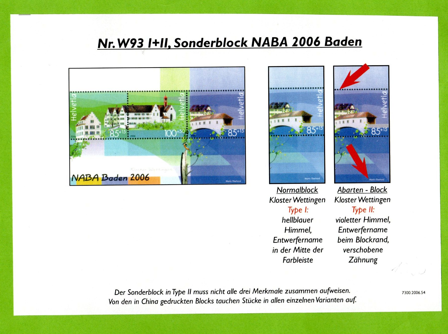 Tutti i francobolli: 2006 NABA Block mit versch. Abarten siehe Bilder LP – Nuovo (secondo la descrizione) da Stein am Rhein venduto da Huehnerhund 1
