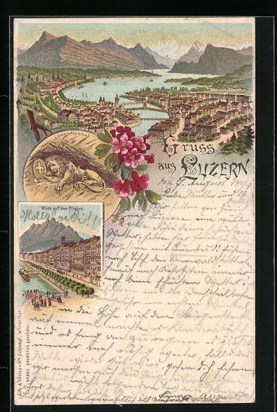 Ansichtskarten: Vorläufer-Lithographie Luzern, 1894, L – Gebraucht aus Berlin von bartko-reher