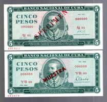 Cuba noten 2 stück Specimen-Muestra UNC