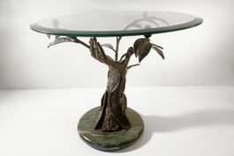 Glas Beistelltisch Bronze Skulptur Galeotti.