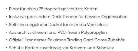 Pokémon Carte collezionabili: Pokémon Deck Box Glumanda von Ultra Pro – Nuovo e nell'imballaggio originale da Walenstadt venduto da emynmuil1 3