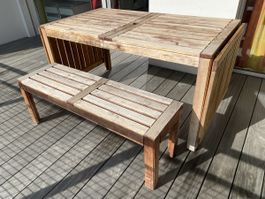 Gartentisch Holz ausziehbar mit Bank 