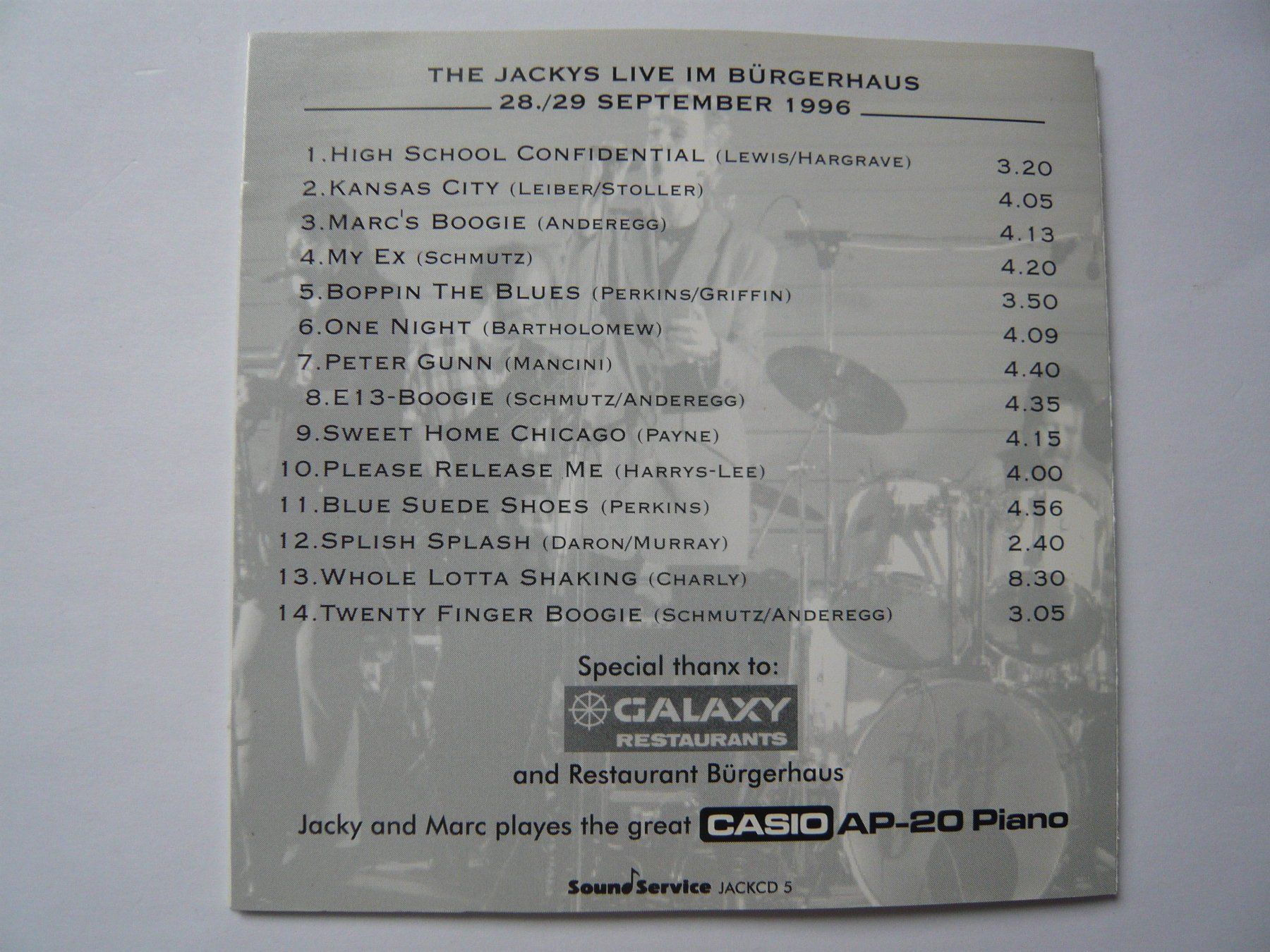 CD: THE JACKYS LIVE IM BÜRGERHAUS – Usato da Winterthur venduto da Cajun 2