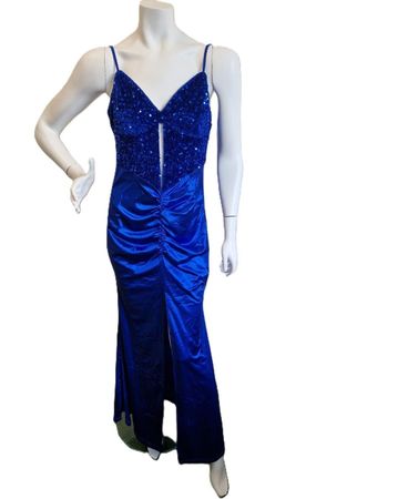 Elegantes Pailleten Abendkleid, königsblau,Gr.L-40/42