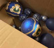 Christbaumkugeln blau mit Motiven 