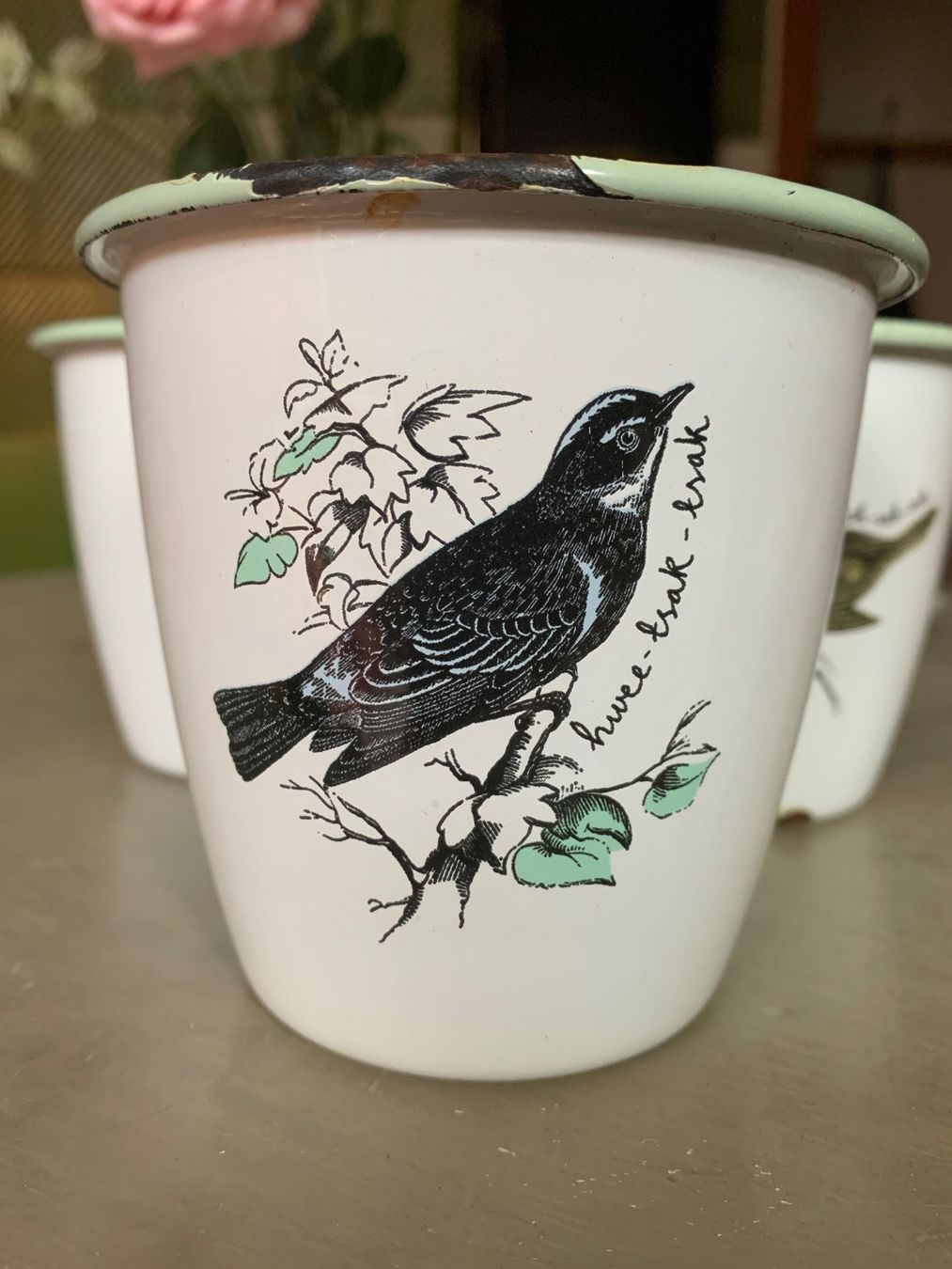 Vasi per fiori: Shabby chic Emaille Töpfe Vögel – Usato da Ossingen venduto da jana_cr5x 4
