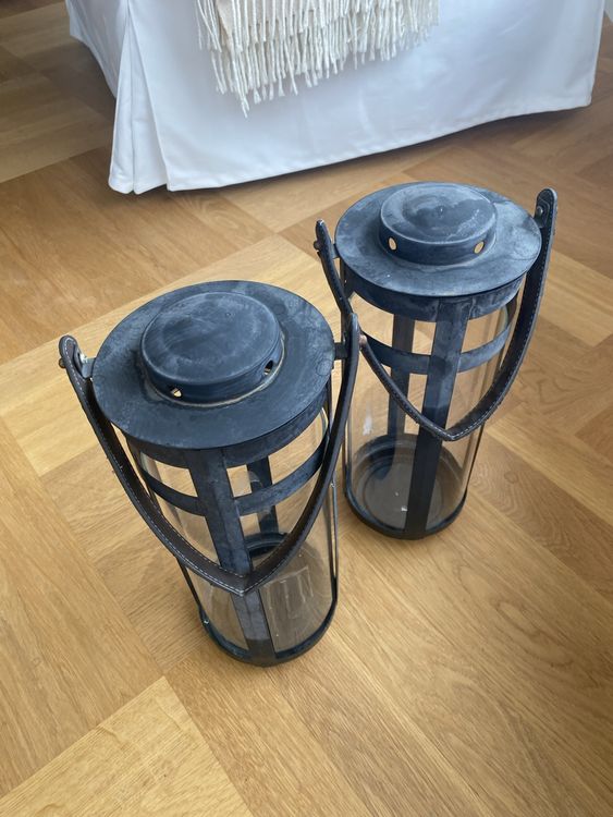 2 Metall Laternen Windlichter, zeitloses Design 2
