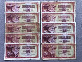 Belgrad 1965/78/86 - YU - 10x100 Dinara - FRIEDENSDENKMAL