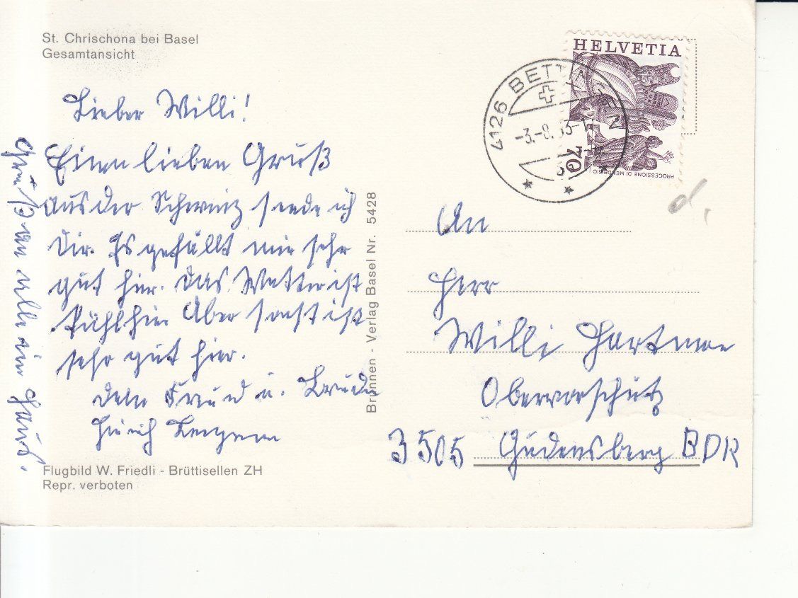 Cartoline postali: St. Chrischona 1983 – Usato da Bürglen TG venduto da StampGraf 1