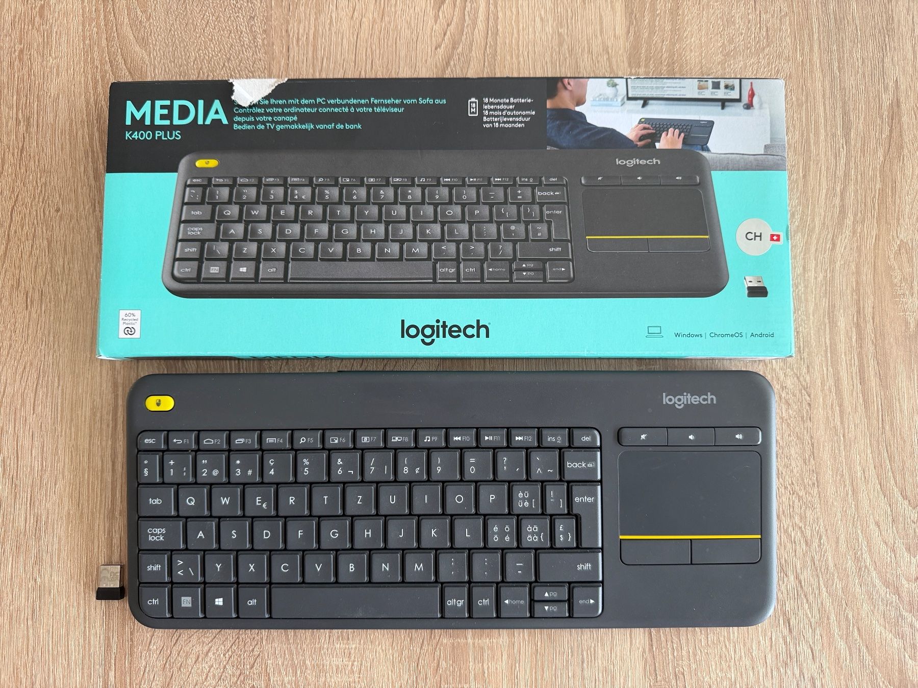 Logitech Tastiere: Logitech K400 Plus Wireless Tastatur mit Touchpad – Usato da Dulliken venduto da E-24 1
