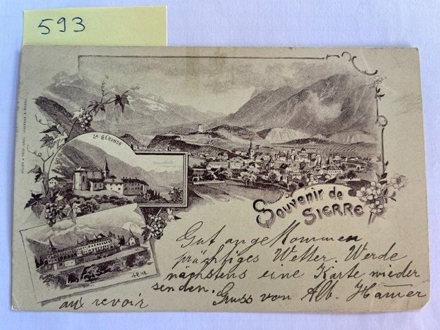 Cartoline postali: Alte Ansichtskarte Souvenir de Sierre, 1899 mit Stempel – Usato da Niederwil AG venduto da dahu75