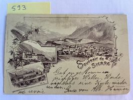 Alte Ansichtskarte Souvenir de Sierre, 1899 mit Stempel