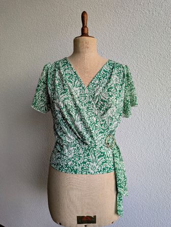 Blouse Morgan green floral print 