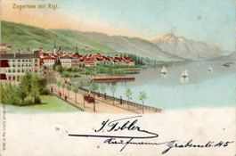 Zug  ZG  -   Berggesicht  am Zugersee mit Rigi    um 1 8 9 8