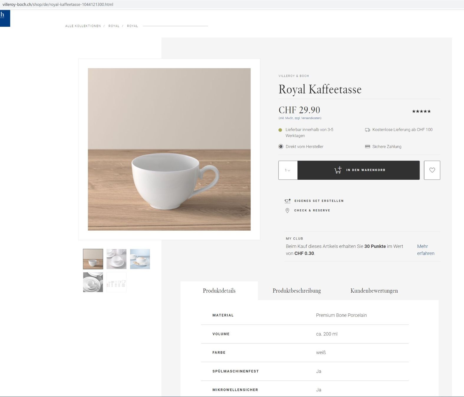 Villeroy & Boch Tazze: 2 Villeroy Boch Royal coffee cups – Usato da Adliswil venduto da fashionholic 6