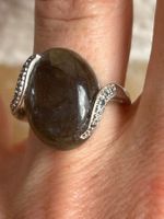 Silberring mit Labradorit und Zirkonia Steinen (56)