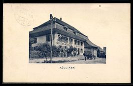 AK Kölliken, Gasthof z. Rössli mit Besuchern und Grünanlagen
