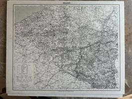 1873 - Original Lithographie Map - Belgien (Northen Europe)