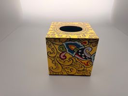 Tissue box holder yellow hand-painted decorative art new