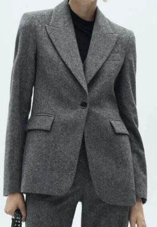 Damen Blazer Mango grau meliert klassischer Schnitt NEU