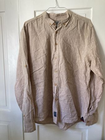 Herren Hemd L 60% Leinen 40% Baumwolle