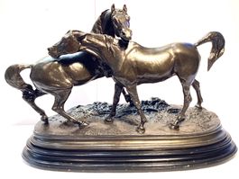Pferde Skulptur, Zinkguss,signiert P.J. Mêne, Frankreich
