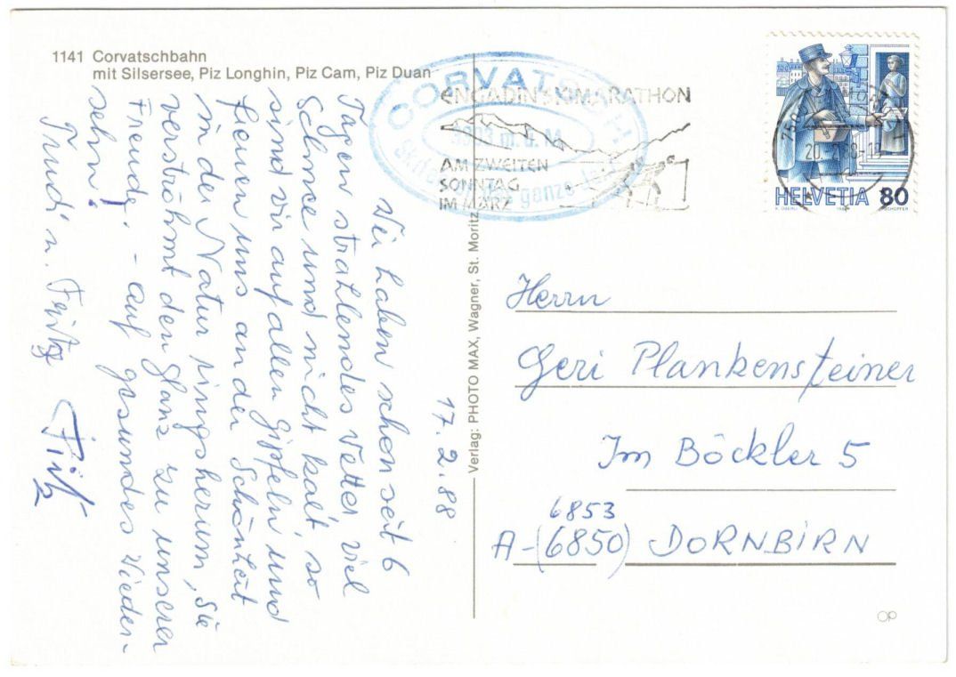 Cartoline postali: Silvaplana - Luftseilbahn Corvatsch – Usato da Binningen venduto da Mountainrider 1