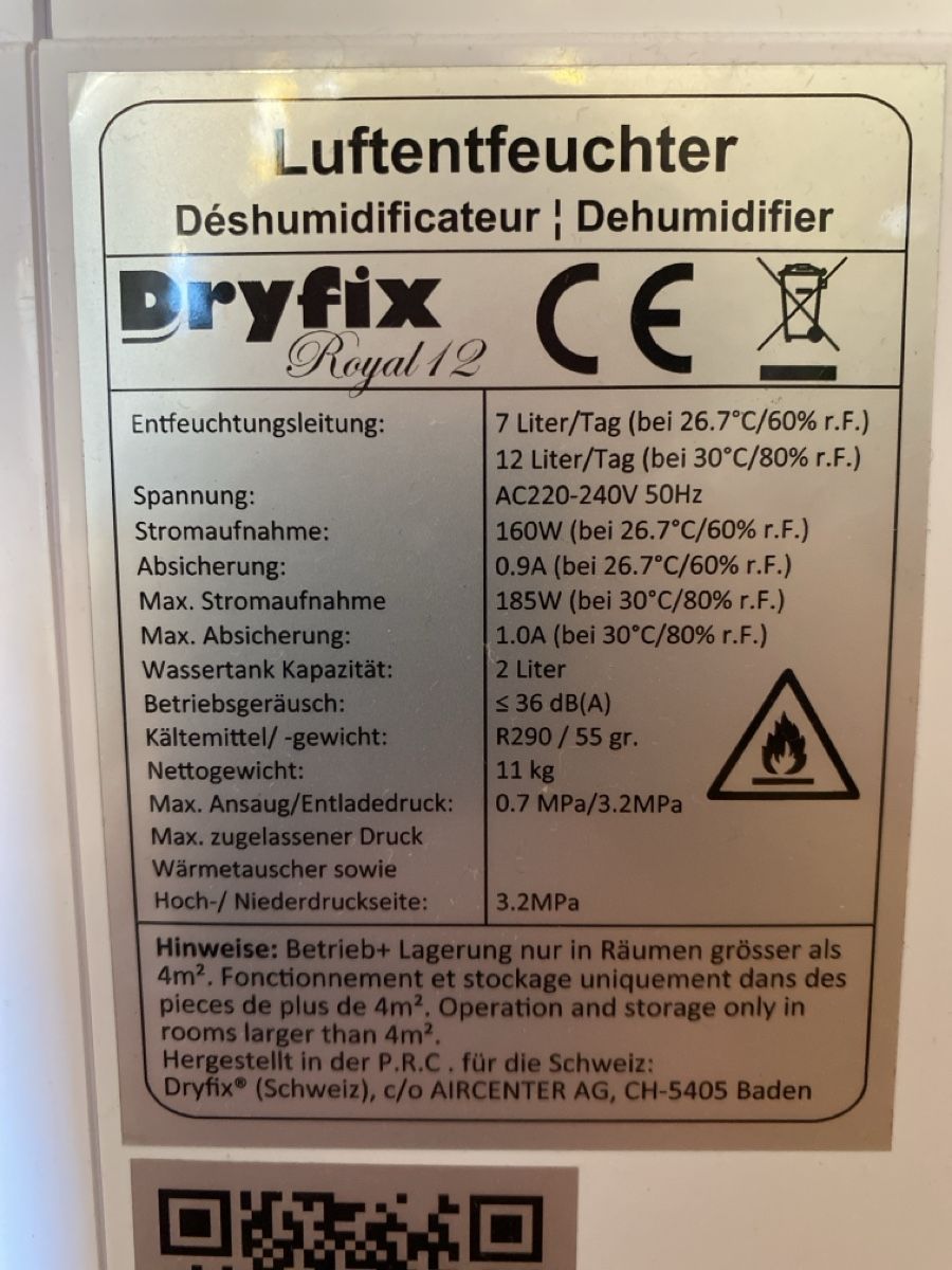 Luftentfeuchter: Luftentfeuchter Dryfix Royal 12 7L/Tag – Gebraucht aus Zürich von sch_z7xl 2