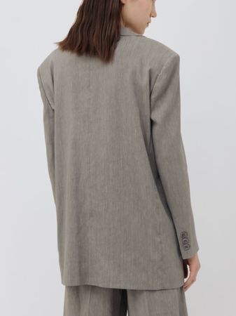 Marella Oversize Sommer Anzug Leinen Mix hell grau Gr 36