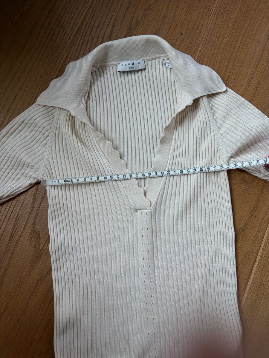 Sandro Top: Sandro Paris Stricktop Kurzarm beige Gr.0 Top Zustand – Usato da Wädenswil venduto da Iana32 3