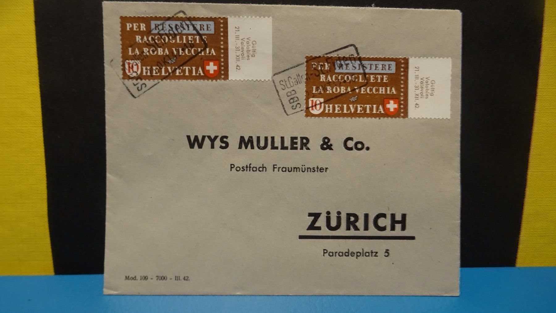 Tutti i francobolli: 23.OKt.42., SBB  ST. GALLEN-ST.FIDEN – Usato da Eschenbach SG venduto da eDaisy