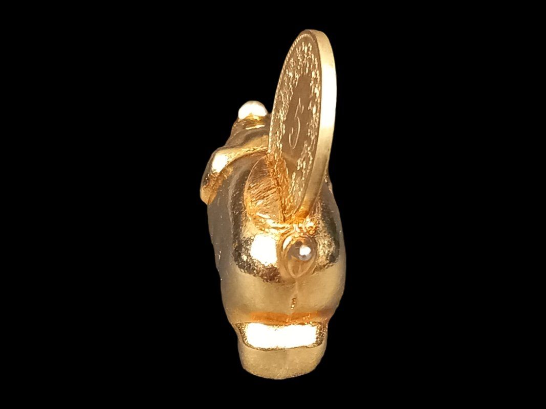 Figuren: Glücksbringer goldenes Metallschweinchen – Gebraucht aus Hünenberg von Restwert_Zug 3