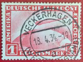 DE Reich 1934 - Zeppelin 1RM Luftpost Top Stempel Veckerhage