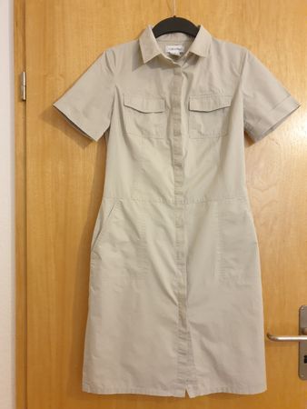 Robe, S, manche courte, boutonnée, gris, coton,très bon état