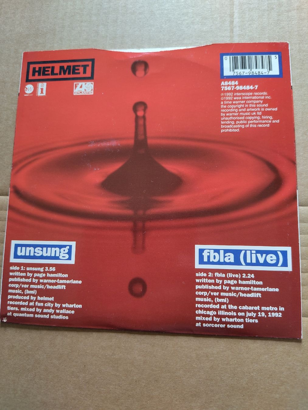 Dischi in vinile: Helmet - Unsung 7" Single – Usato da Büsserach venduto da Bey23 1