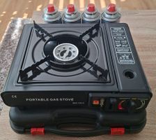 Tragbarer Gaskartuschenkocher mit 4 Gaskartuschen