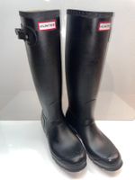 schwarze Hunter Gummistiefel mit weissem Band, Grösse 40/41