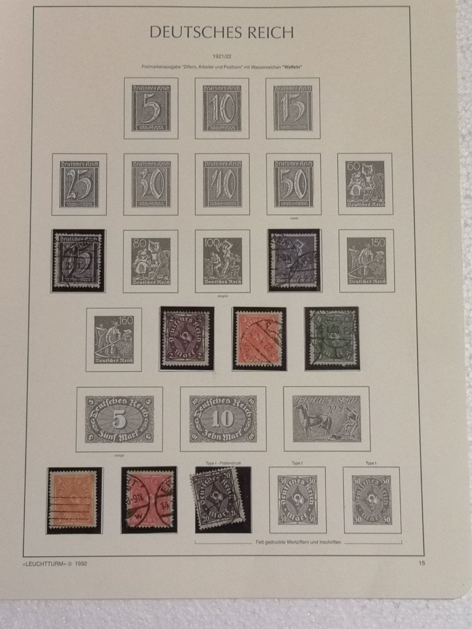 Tutti i francobolli: Deutsche Briefmarken 1920-1927. 7 Seiten. – Usato da Bern venduto da Yunkom 2