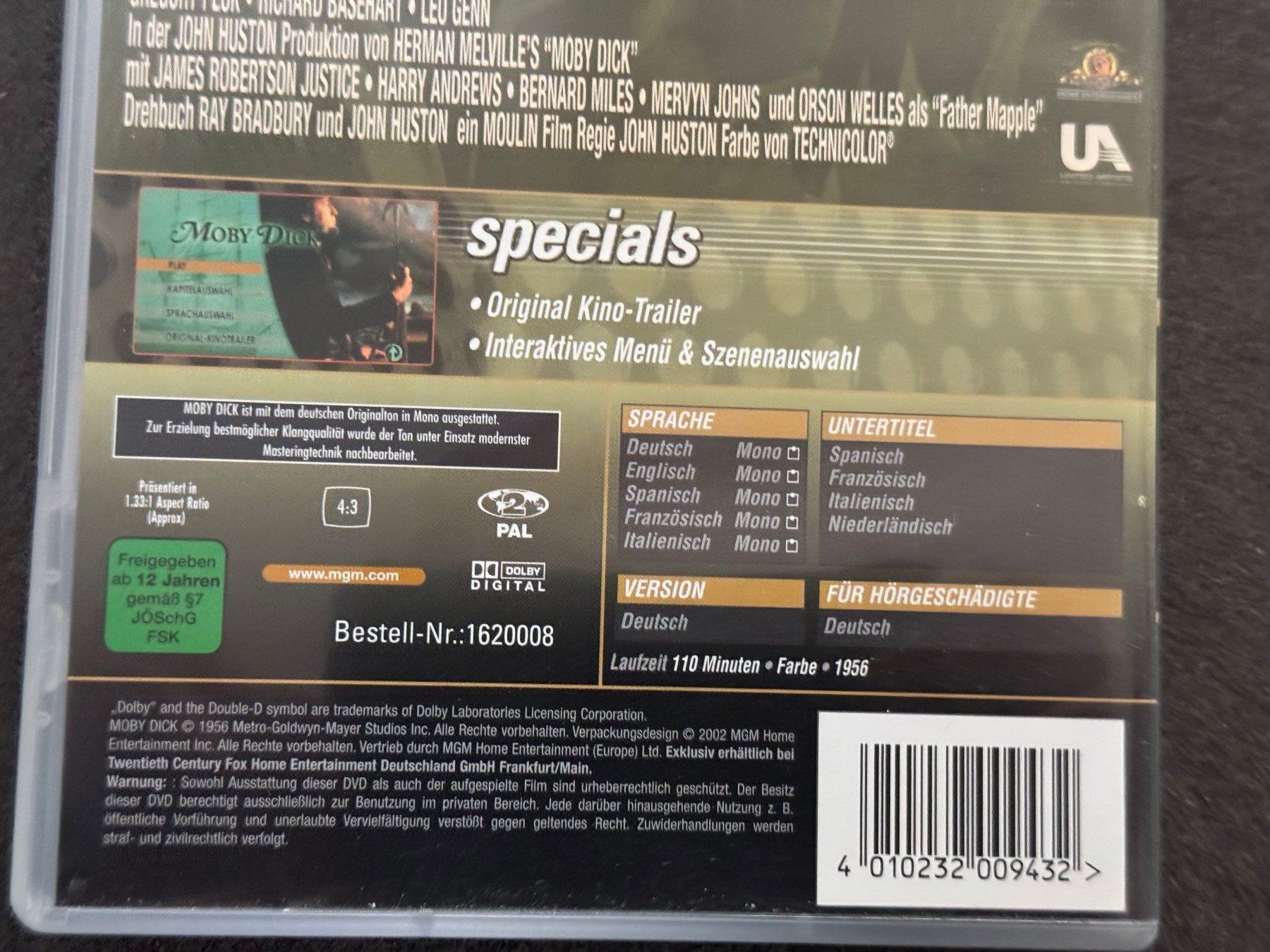 Tutti i DVDs: MOBY DICK DVD Gregory Peck EN/DE SP/FR/IT – Usato da Fribourg venduto da tschjoly 3