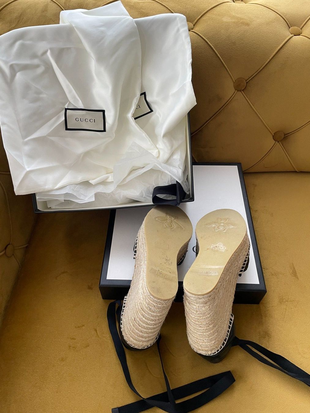 Gucci Scarpe da donna: Gucci Plattform Leder Espadrilles schwarz, Keilabsatz – Usato da Dagmersellen venduto da sheli17 2
