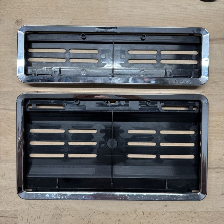 Swiss Klick Kennzeichenhalter Chrom, hinten für Hochformat 1
