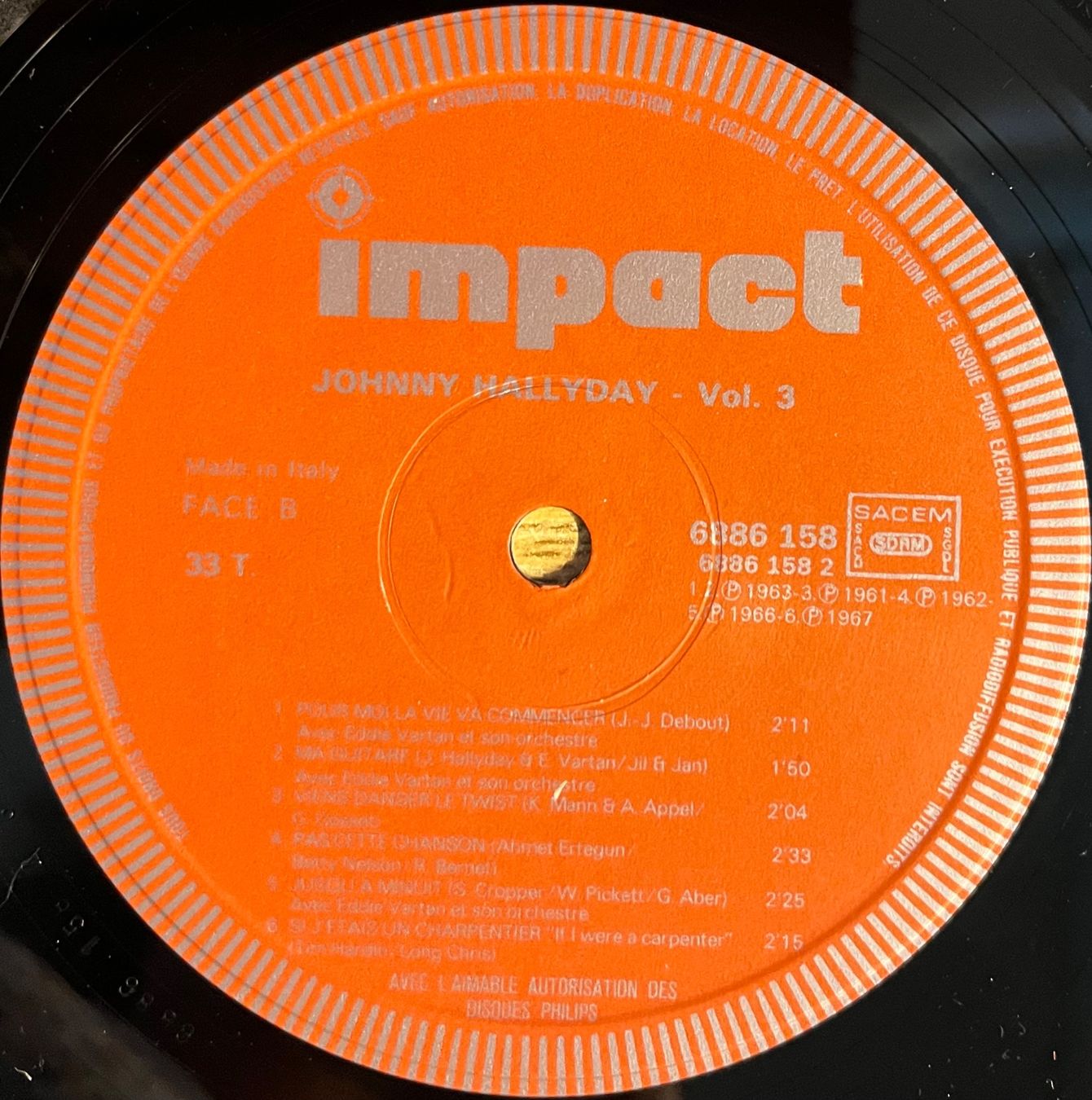 Schallplatten: JOHNNY HALLYDAY - VOLUME 3 - 33 Tours – Gebraucht aus Bussigny von vinyl-pas-cher 3