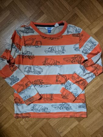 Langarmshirt Baustellenfahrzeuge orange/creme gest. Gr 134