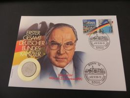 Münzbrief Deutschland 1 Mark 1990 J - Helmut Kohl 1990