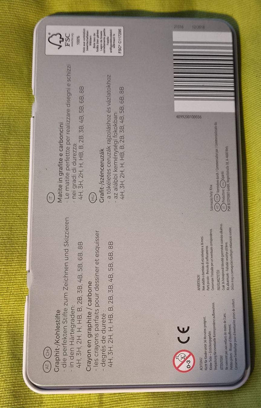 Matite, matite colorate & gessi: 12 Graphit- und Kohlestifte Set im Metall-Etui – Nuovo (secondo la descrizione) da Zürich venduto da Carli 1