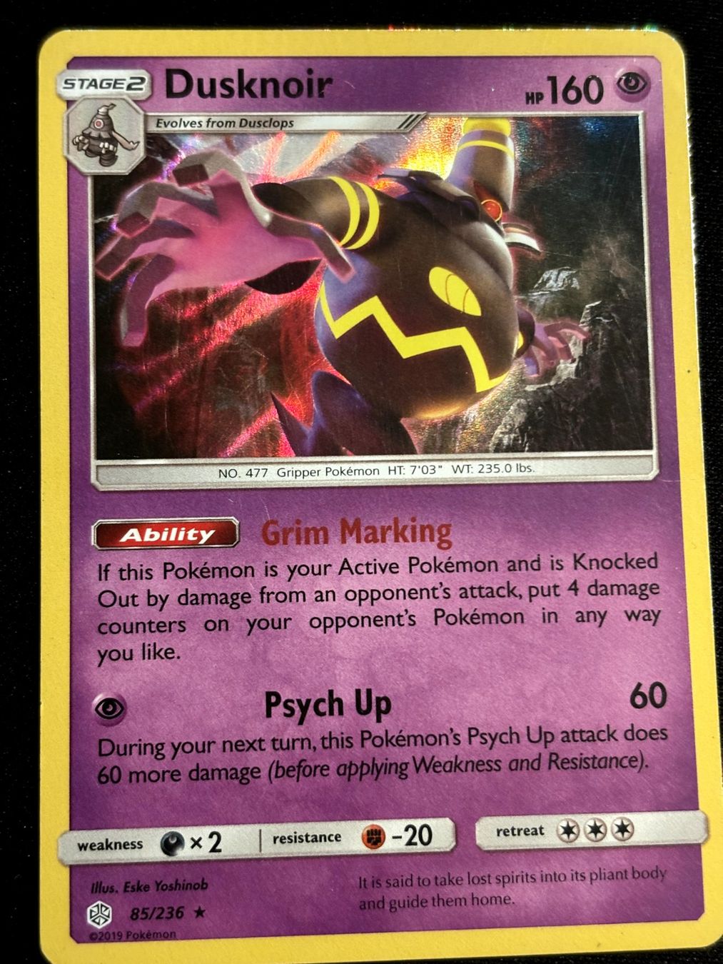 Pokémon Carte collezionabili: Pokemon Dusknoir - Cosmic-Eclipse 85/236 - English – Usato da Bern venduto da Big_GS