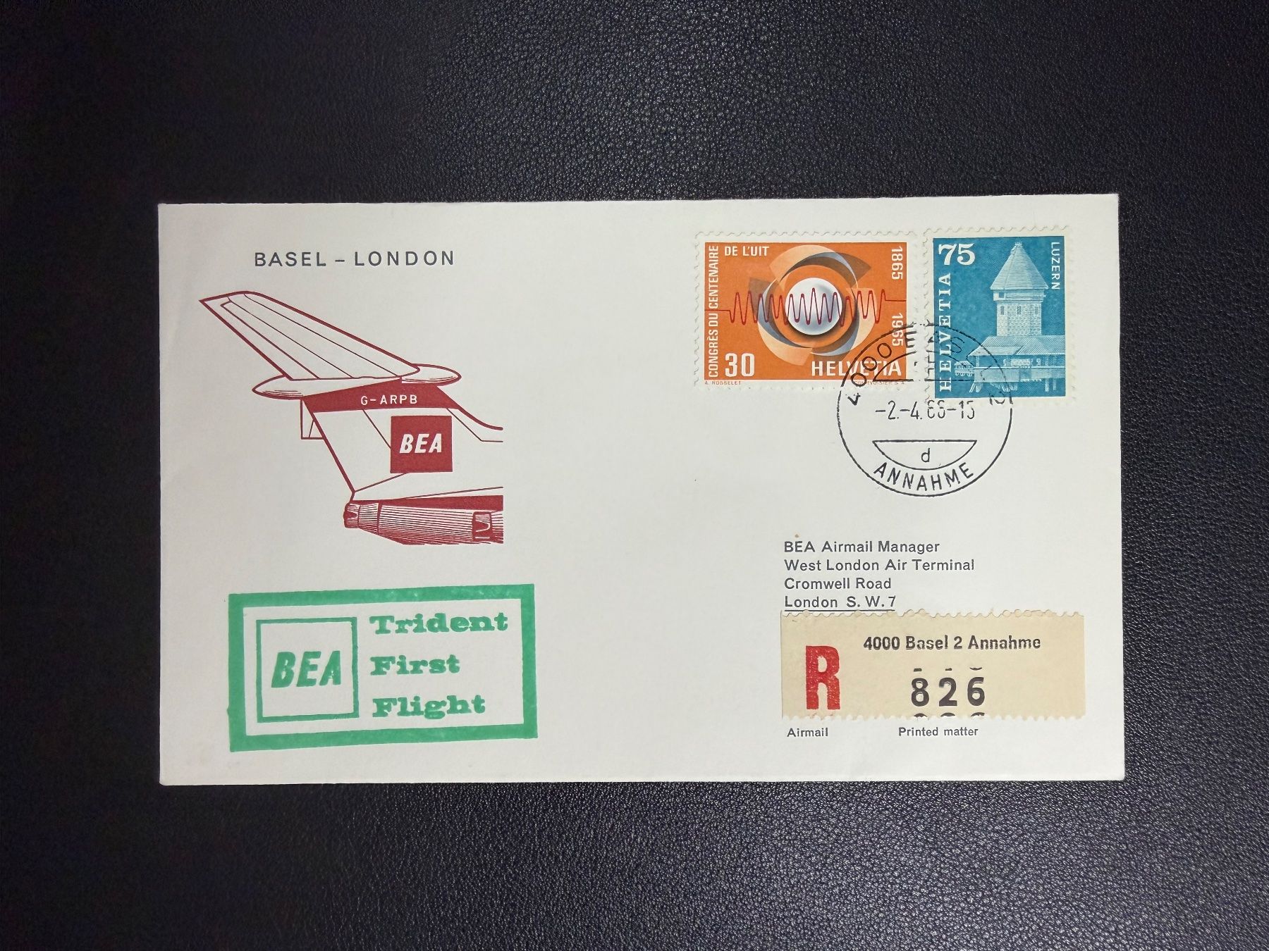 Tutti i francobolli: BEA Erstflugbrief Basel - London 1966 – Usato da oberrüti venduto da jeanmei