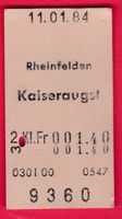KARTON BILLETT, RHEINFELDEN - KAISERAUGST, 2.KLASSE, EINFACH